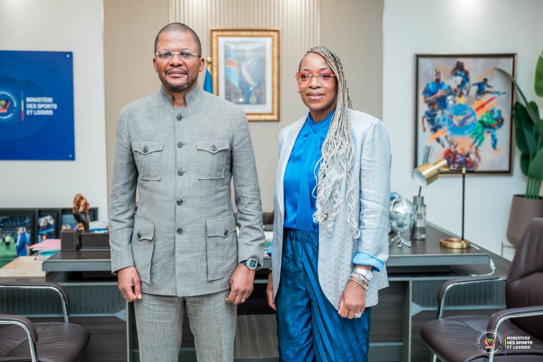 Rose Mutombo with DRC Minister of Sports Mr. Didier Bumdibu